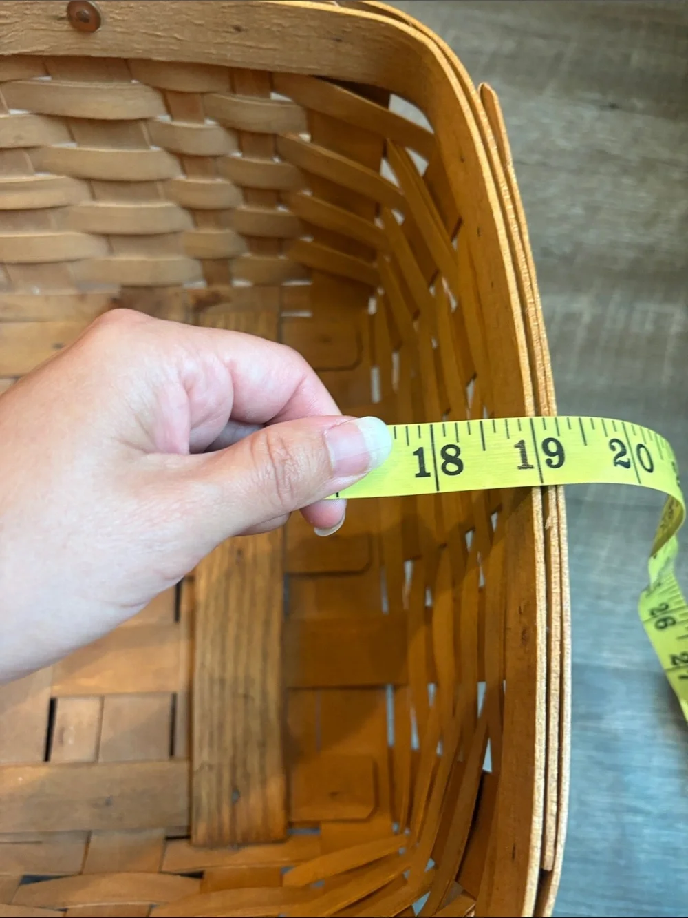 Longaberger Rocking Cradle Basket Brown Woven Handles 9”H